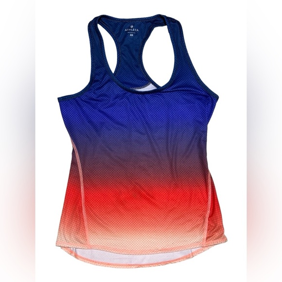Athleta‎ Sum 16 Tank Top Womens Size XS Running Gym Workout Blue Orange Ombre - Picture 1 of 8